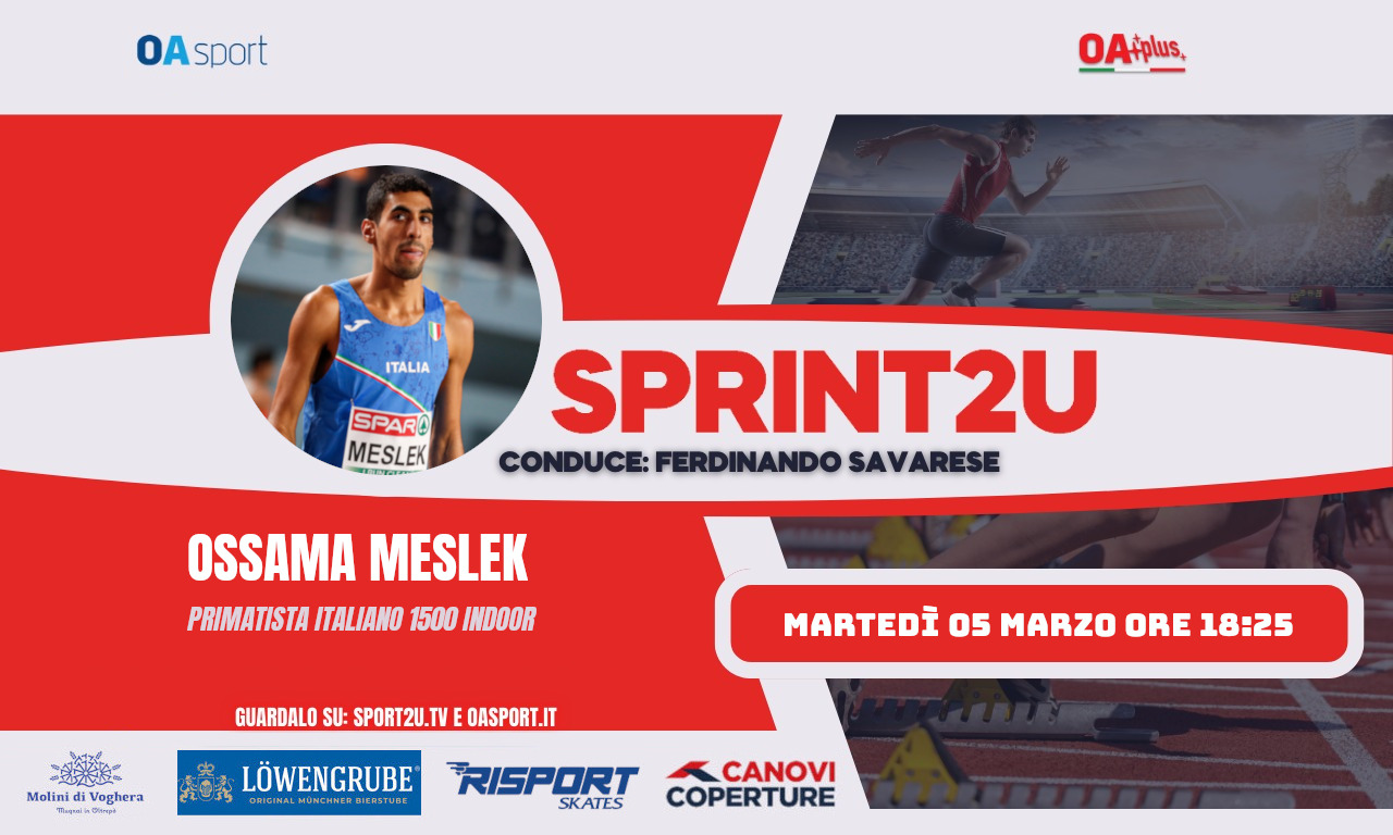 Ossama Meslek: primatista italiano 1500 indoor, a Sprint2u 05.03.2024